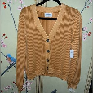 NWT! Old Navy~Long-Sleeve Rib-Knit Cardigan Sweater for Women in Gold. Size M.